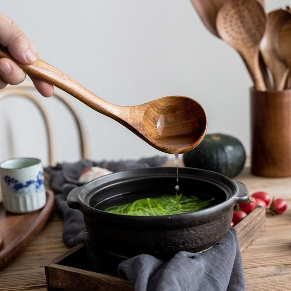 Elegant Eco-Friendly Teak Utensil Collection for Every Chef - Non-Scratch & Easy to Clean