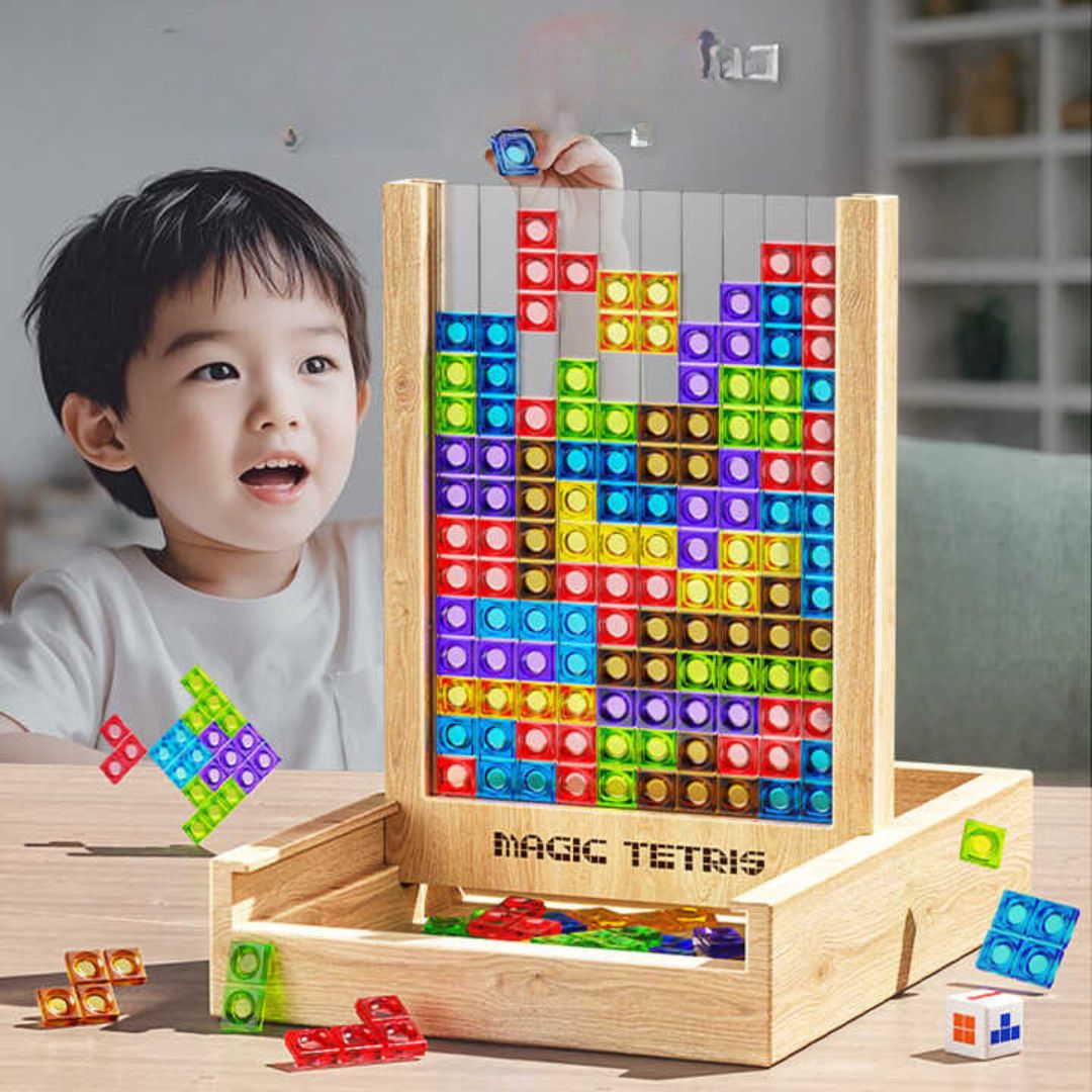 TetrisWood Game – Sustainable Wooden Puzzle Game for Family Fun & Brain Training