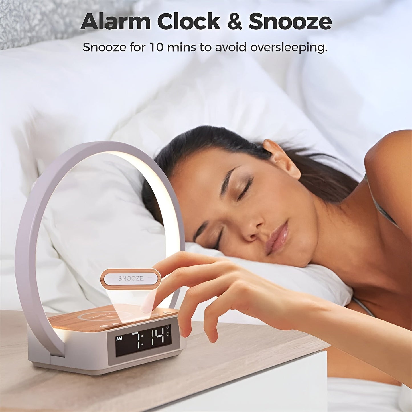 GlowMax 3-in-1 LED Table Lamp – Wireless Charger, Alarm Clock & Touch Control