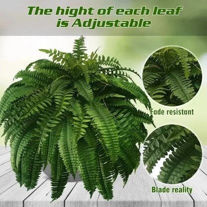 UV-Resistant Lifelike Artificial Boston Fern – Perfect for Outdoor Décor