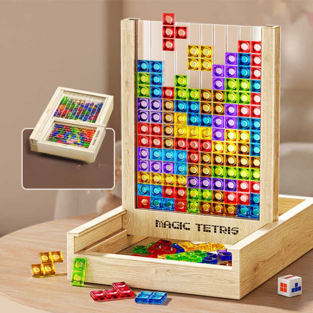 TetrisWood Game – Sustainable Wooden Puzzle Game for Family Fun & Brain Training