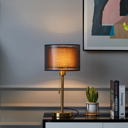 Lumis – Vintage Table Lamp with Double Fabric Shade | Warm Ambient Lighting for Bedroom or Living Room