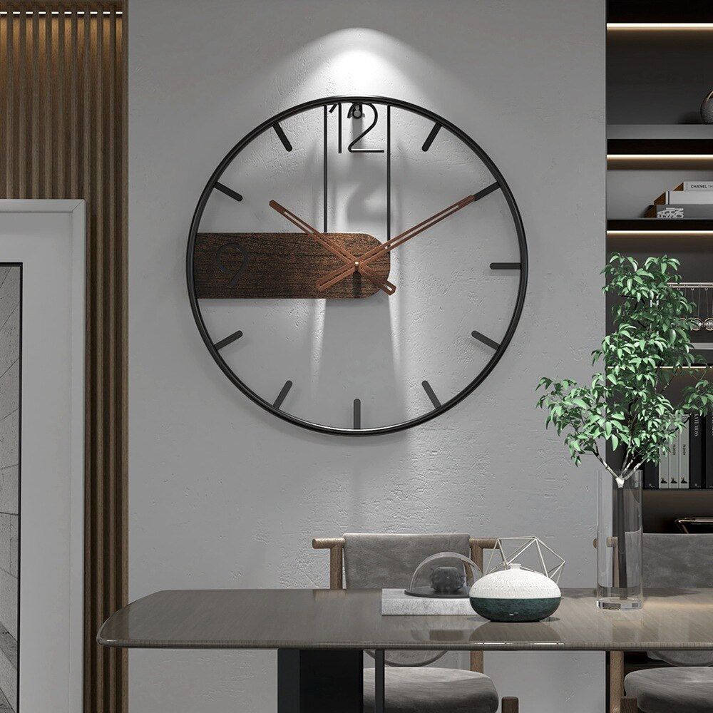 Steel-Walnut Wall Clock | Modern Industrial Design with Walnut Wood