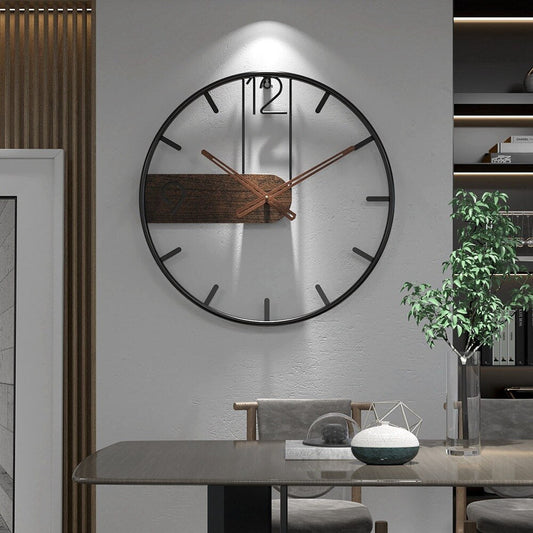 Steel-Walnut Wall Clock | Modern Industrial Design with Walnut Wood