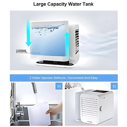 Hexton | Portable MicroCool Mini Air Conditioner with 1000ml Water Tank | Personal Cooling & Humidifier