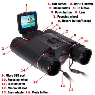 Binoculars with Built-In Camera – 10x Zoom for Outdoor Adventures & Wildlife Photography