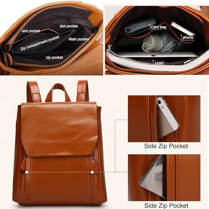 Carmine | Elegant PU Leather Laptop Backpack – Padded & Practical