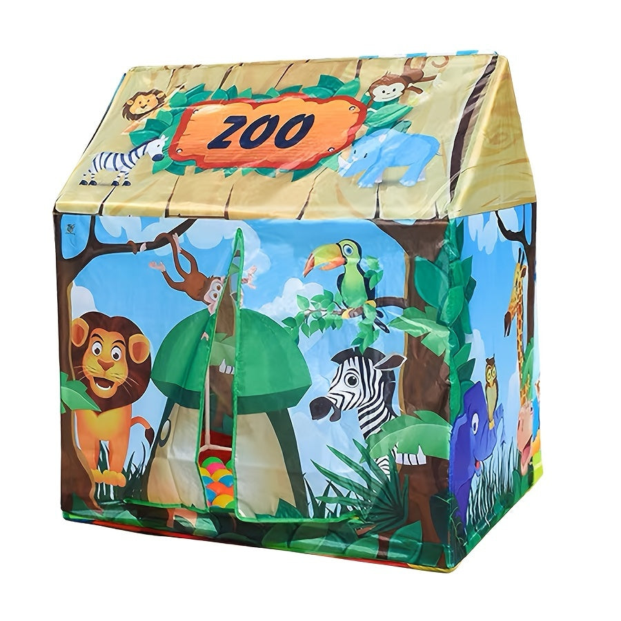 Safari Jungle Play Tent – Animal-Themed Kids Playhouse with Burger Toy Set