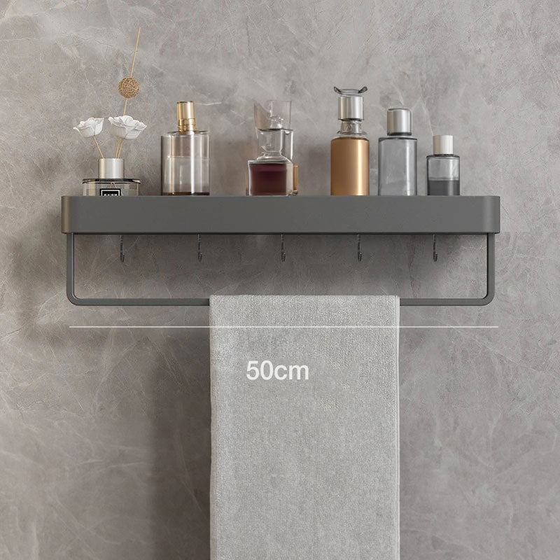 Modern Grey Bathroom Shelf – Stylish Wall-Mounted Storage with Optional Towel Rail