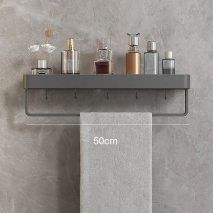 Modern Grey Bathroom Shelf – Stylish Wall-Mounted Storage with Optional Towel Rail