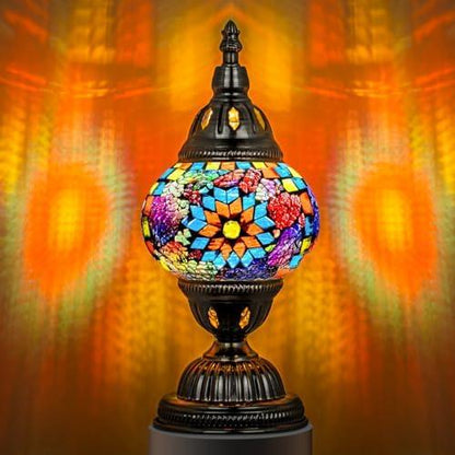 Marrakech Turkish Table Lamp – Handcrafted Mosaic Glass with Bronze Base