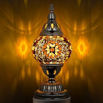 Marrakech Turkish Table Lamp – Handcrafted Mosaic Glass with Bronze Base