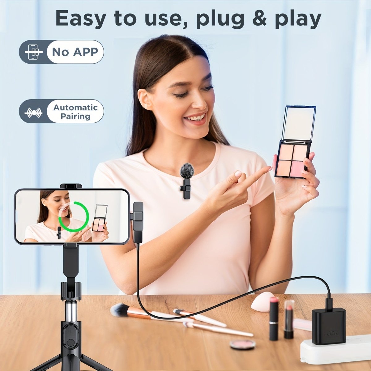 Wireless Lavalier Microphone for Smartphone & Laptop – Clip-On Mic for Vlogging, Streaming & Interviews