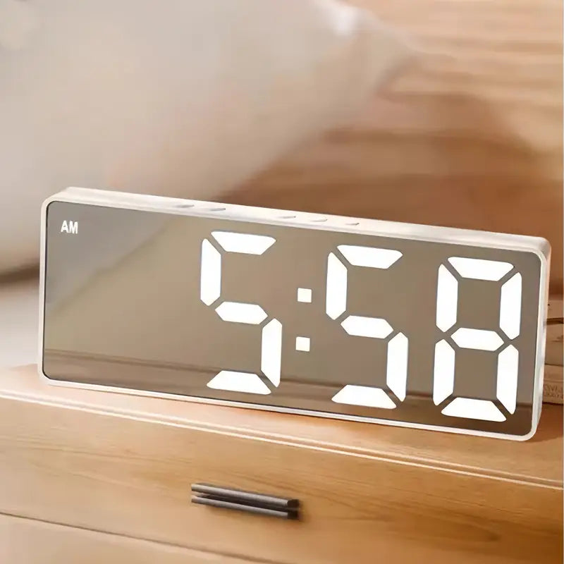 Digital LED Mirror Alarm Clock – Modern Display with Snooze & Adjustable Brightness