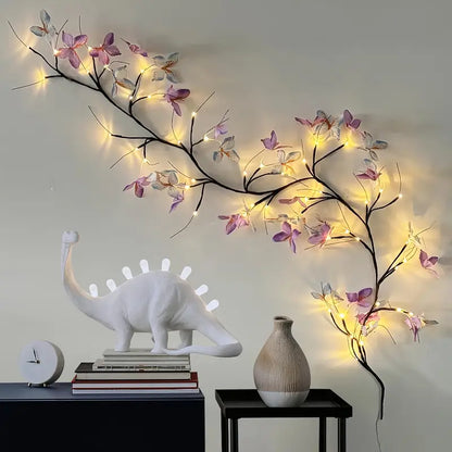 Flexible LED Willow Branch Night Light with Butterfly Decorations – USB Fairy Light Tree