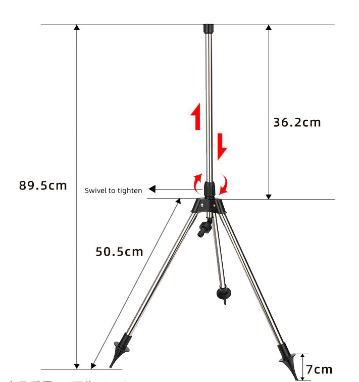 Adjustable 360° Garden Sprinkler on Tripod – Stainless Steel Height-Adjustable Lawn Irrigation System