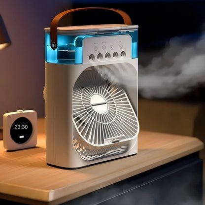 3-in-1 Air Cooler, Humidifier & Fan with LED Light – Portable USB Air Conditioner for Home & Office