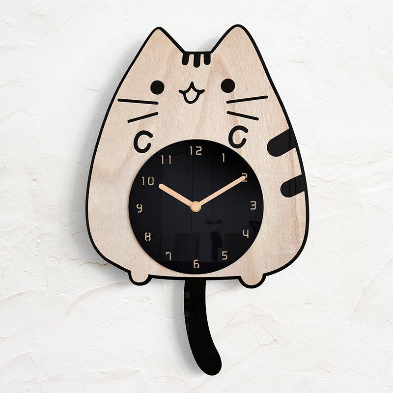 Cat Lover - Swinging Wall Clock with Cat Motif
