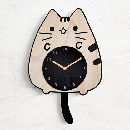 Cat Lover - Swinging Wall Clock with Cat Motif