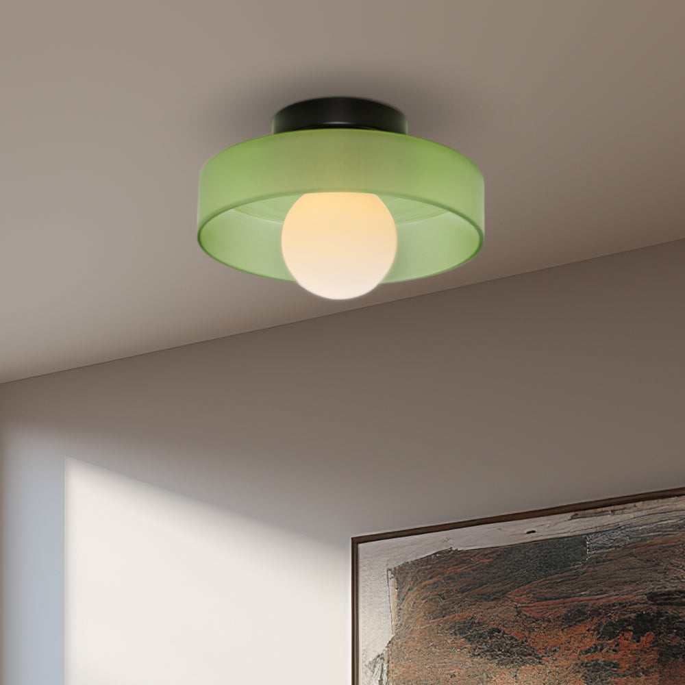 Modern Round Glass Ceiling Light – Elegant Flush Mount Fixture for Kitchen & Living Spaces