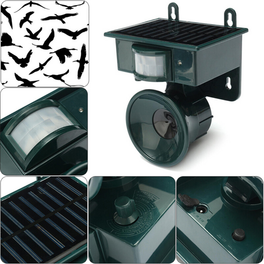 TerraGuard – Weatherproof Solar Bird Repeller with PIR Motion Sensor & Natural Sound Deterrent