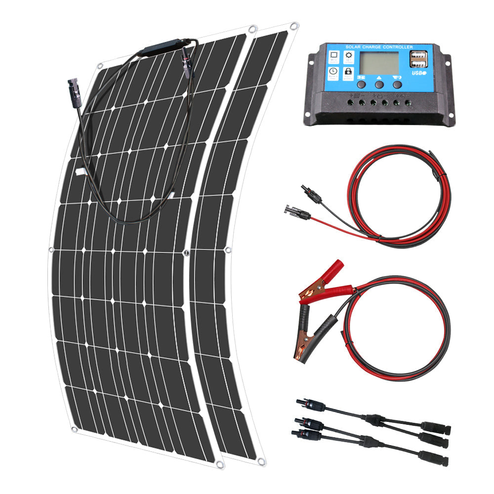 SunTech Solar Panel Kit | 100-300W Waterproof Monocrystalline System for RV & Boat – Complete Installation Set