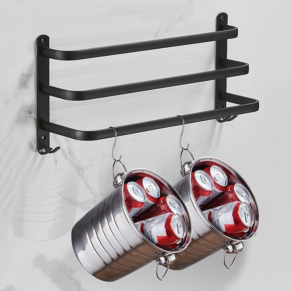 FlexRack Wall-Mounted Bathroom Storage Shelf with Towel Holder – Space-Saving Aluminium Rack