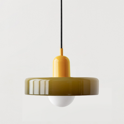Coloured Glass Pendant Light – Elegant Bauhaus-Style Hanging Lamp for Living Room & Dining Area