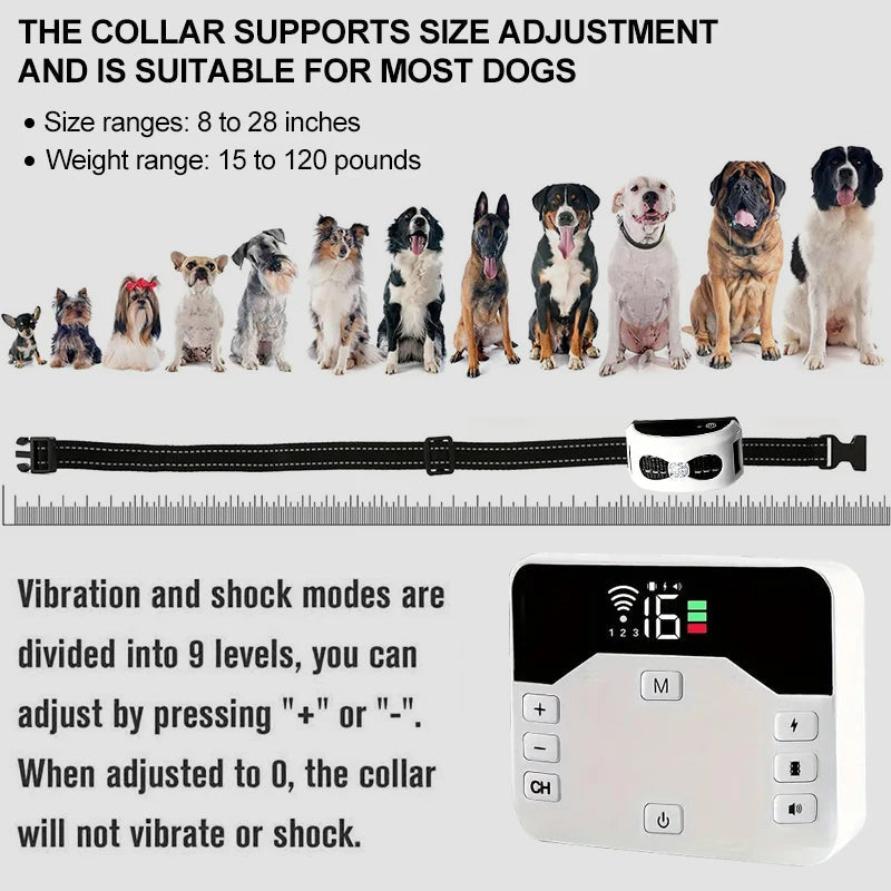 2-in-1 Wireless Dog Fence & Outdoor Training Collar – Waterproof, Rechargeable, 300m Range