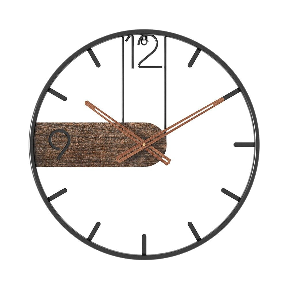 Steel-Walnut Wall Clock | Modern Industrial Design with Walnut Wood