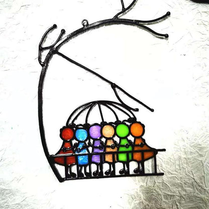 Stained Glass Sun Catcher – Hand-Painted Hanging Angel Window Ornament