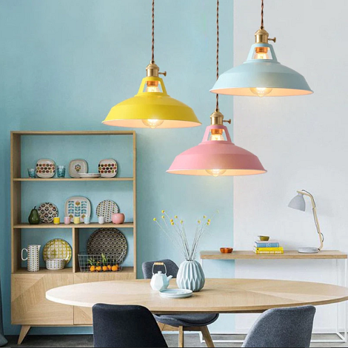 PastelAura – Vintage Pastel Metal Pendant Light for a Soft & Stylish Ambience