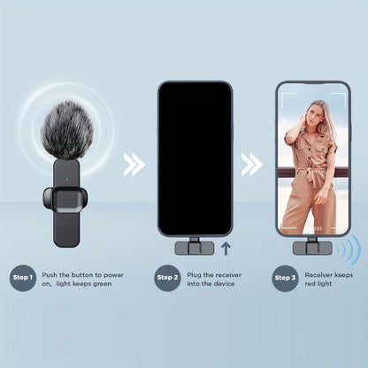 Wireless Lavalier Microphone for Smartphone & Laptop – Clip-On Mic for Vlogging, Streaming & Interviews