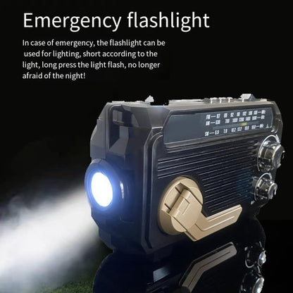 SafeWave Emergency Radio with Built-in Power Bank – Hand Crank, Solar & USB Charging, AM/FM, LED Torch & SOS Alert