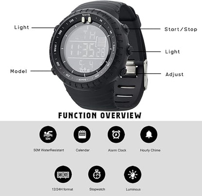 Henry Waterproof Men’s Digital Sports Watch – Shockproof, Tactical & LED Backlit Outdoor Timepiece
