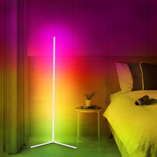Modern Corner LED Floor Lamp – Space-Saving Minimalist Design with Soft Ambient Lighting