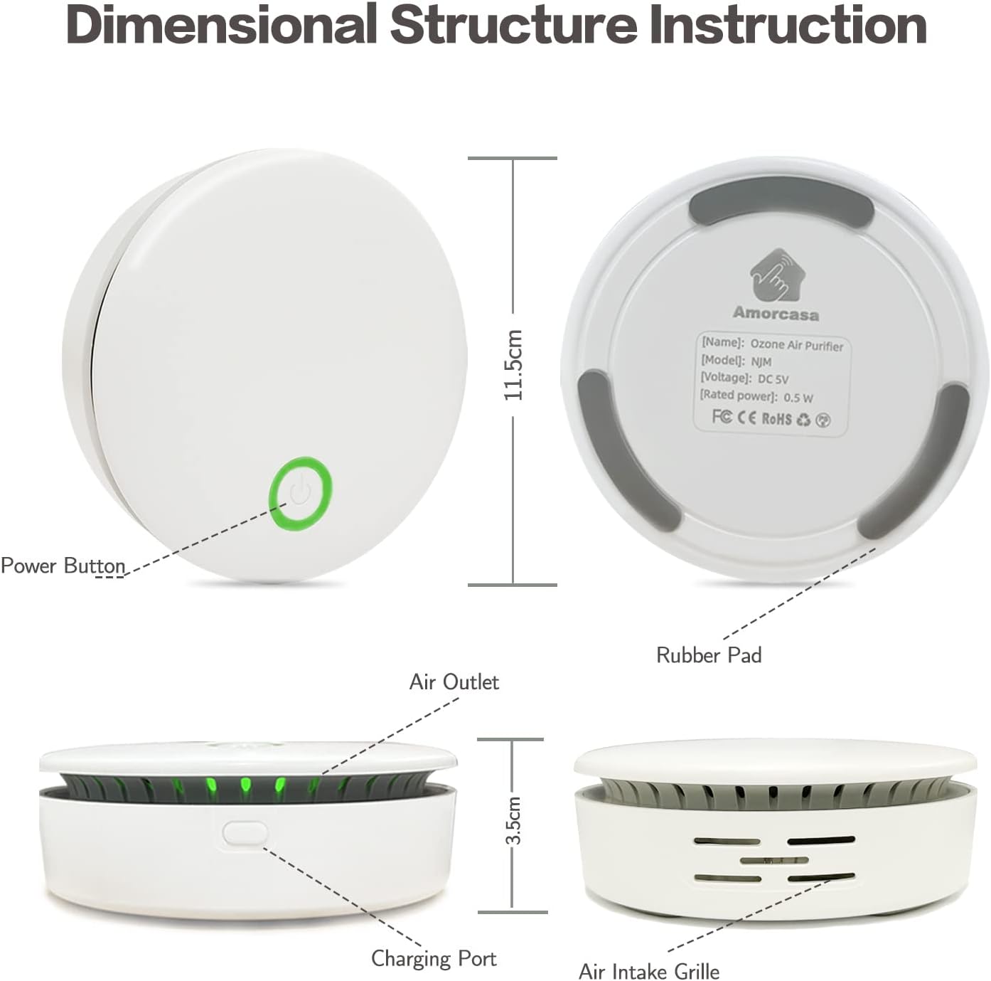 FreshAir Ozone Odour Eliminator – Portable Air Purifier for Smoke, Pet Smells & Household Odours