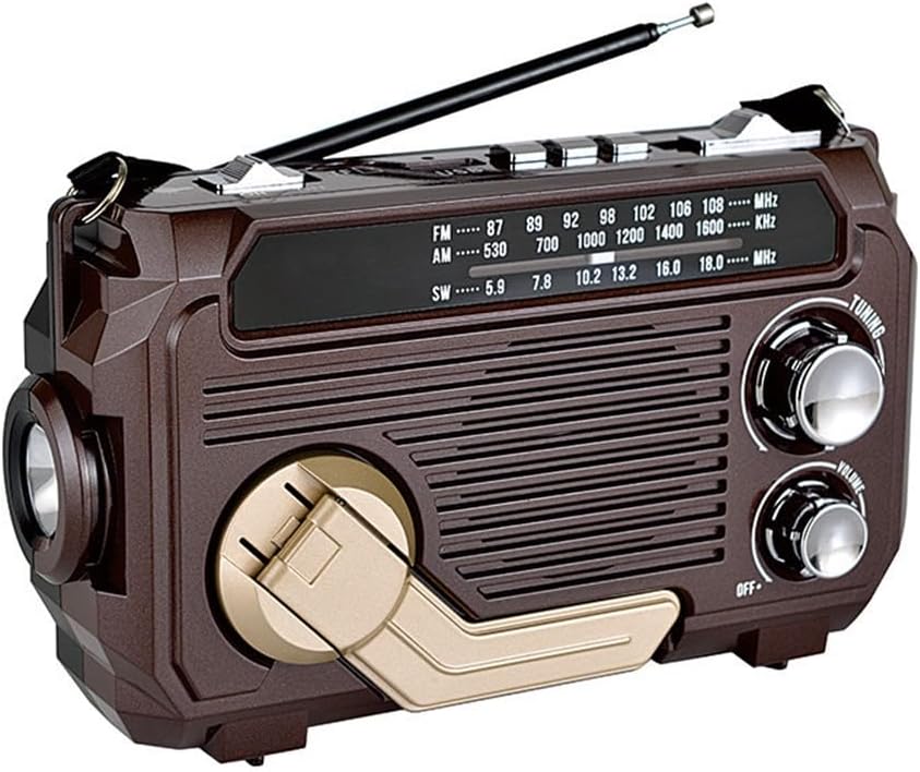 SafeWave Emergency Radio with Built-in Power Bank – Hand Crank, Solar & USB Charging, AM/FM, LED Torch & SOS Alert