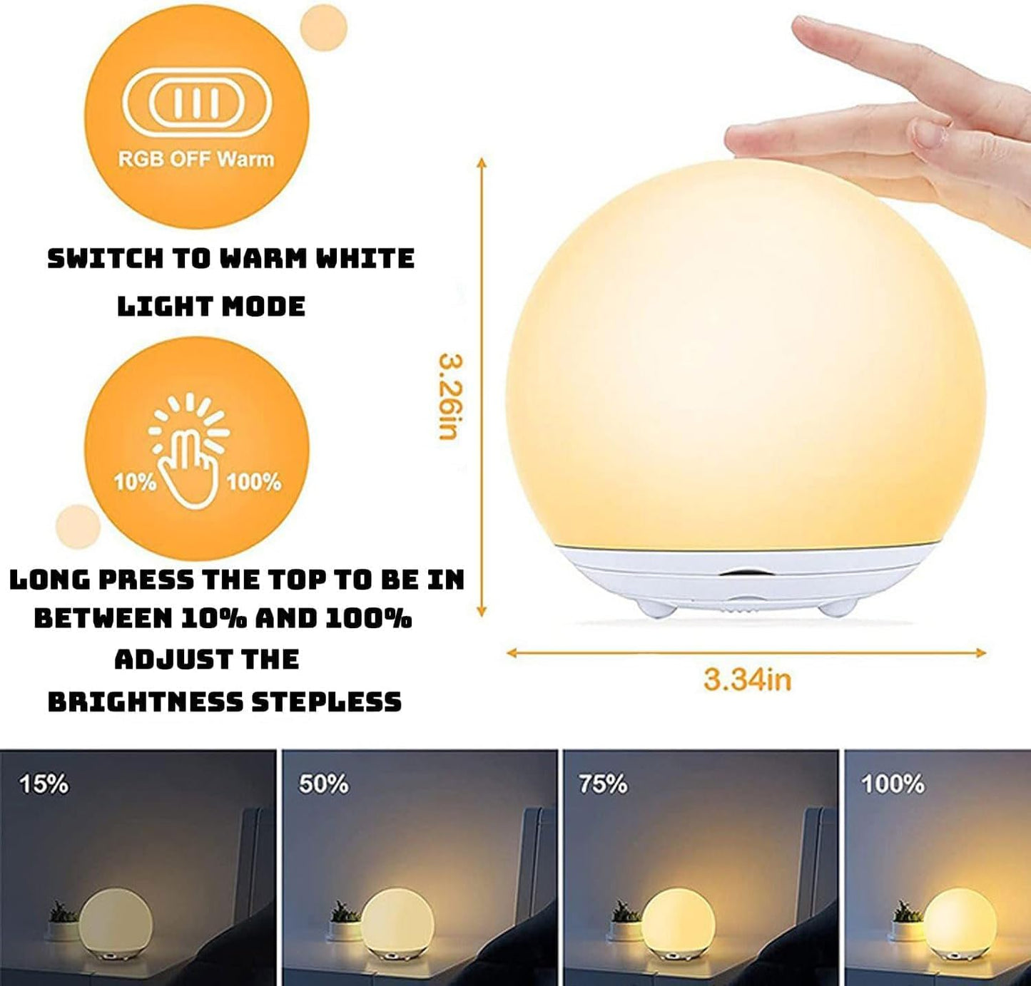 Breastfeeding Night Light | Soft BPA-Free Silicone Touch Lamp with Eye-Friendly Stepless Dimmer