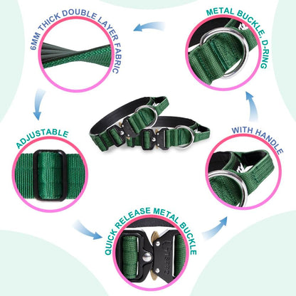 PowerGrip Tactical Dog Collar with Handle – Heavy Duty Military-Grade Collar for Large and Strong Dogs