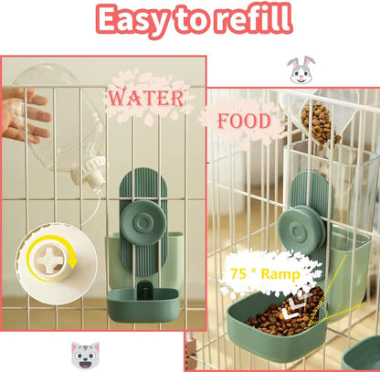 BunnyMate Automatic Rabbit Food & Water Dispenser Set – Cage Mountable Feeder for Small Pets
