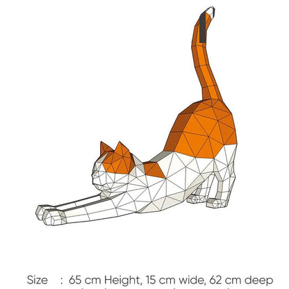 62cm Stretched Cat Papercraft Model – DIY 3D Kit for Creative Home Decor