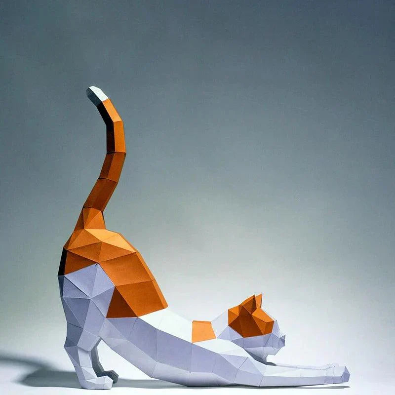 62cm Stretched Cat Papercraft Model – DIY 3D Kit for Creative Home Decor