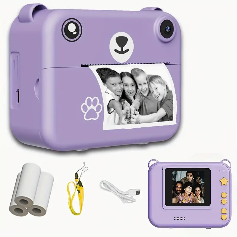 SnapKid Instant Print Camera for Kids – 1080P HD Photo & Video with Printing Paper & USB Charger