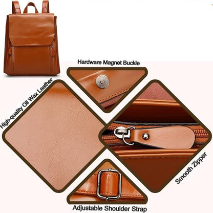 Carmine | Elegant PU Leather Laptop Backpack – Padded & Practical