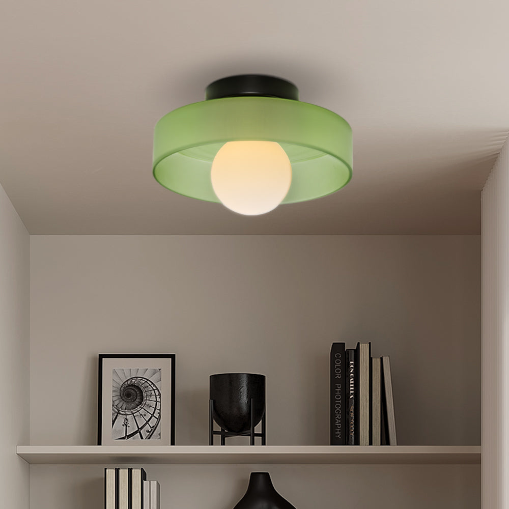 Modern Round Glass Ceiling Light – Elegant Flush Mount Fixture for Kitchen & Living Spaces