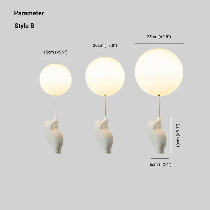 CloudBear Kids Ceiling Light – Bear & Balloon LED Pendant Lamp for Nursery and Bedroom Decor