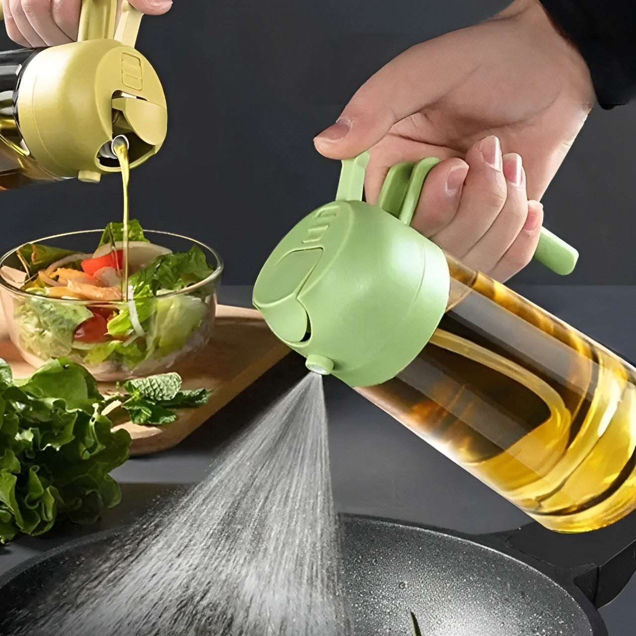 2-in-1 Olive Oil Dispenser & Sprayer – Perfect for Cooking, Salads, and BBQ