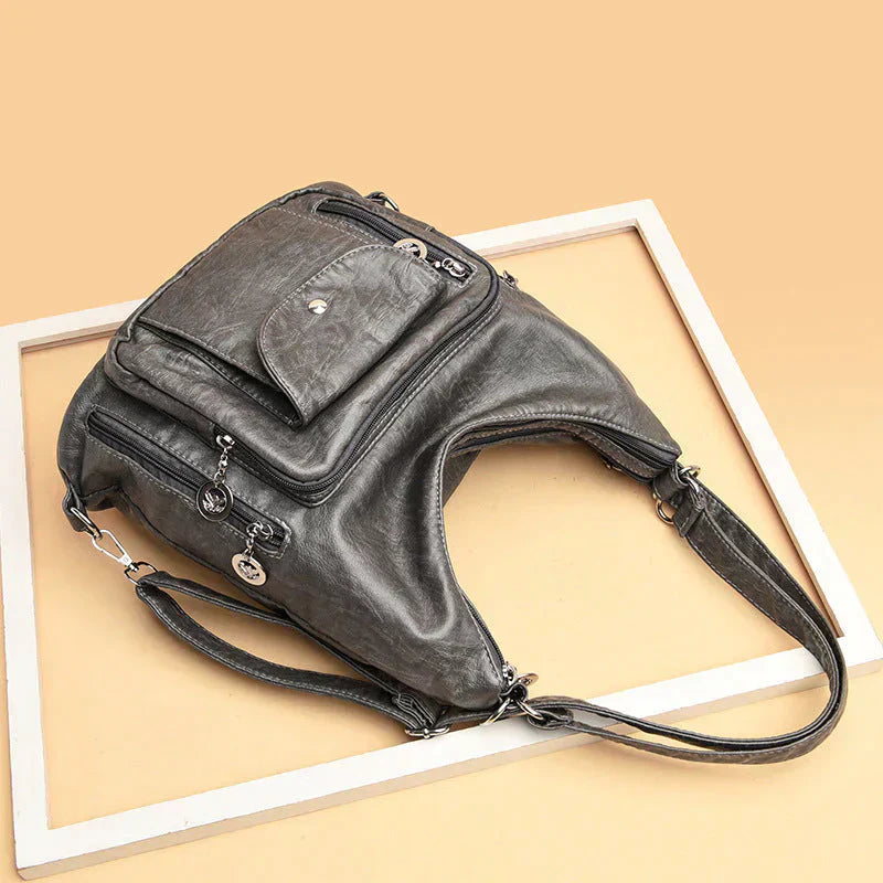 Soft Leather Shoulder Bag with Large Capacity
