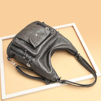 Soft Leather Shoulder Bag with Large Capacity